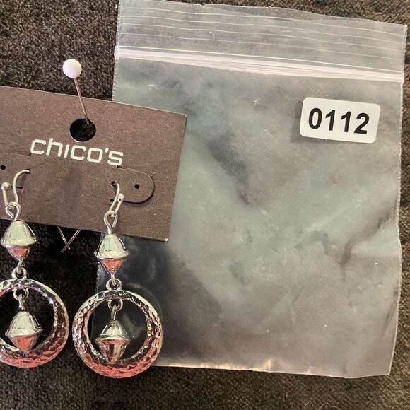 0112-Chico's Silver Dangle Earrings - Picture 4 of 4